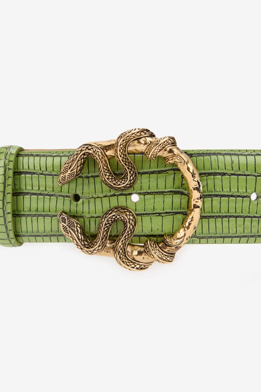 RC Green Leather Belt With Snake Buckle RC Green Leather Belt With Snake Buckle PISTACHIO WKC001-PZ119