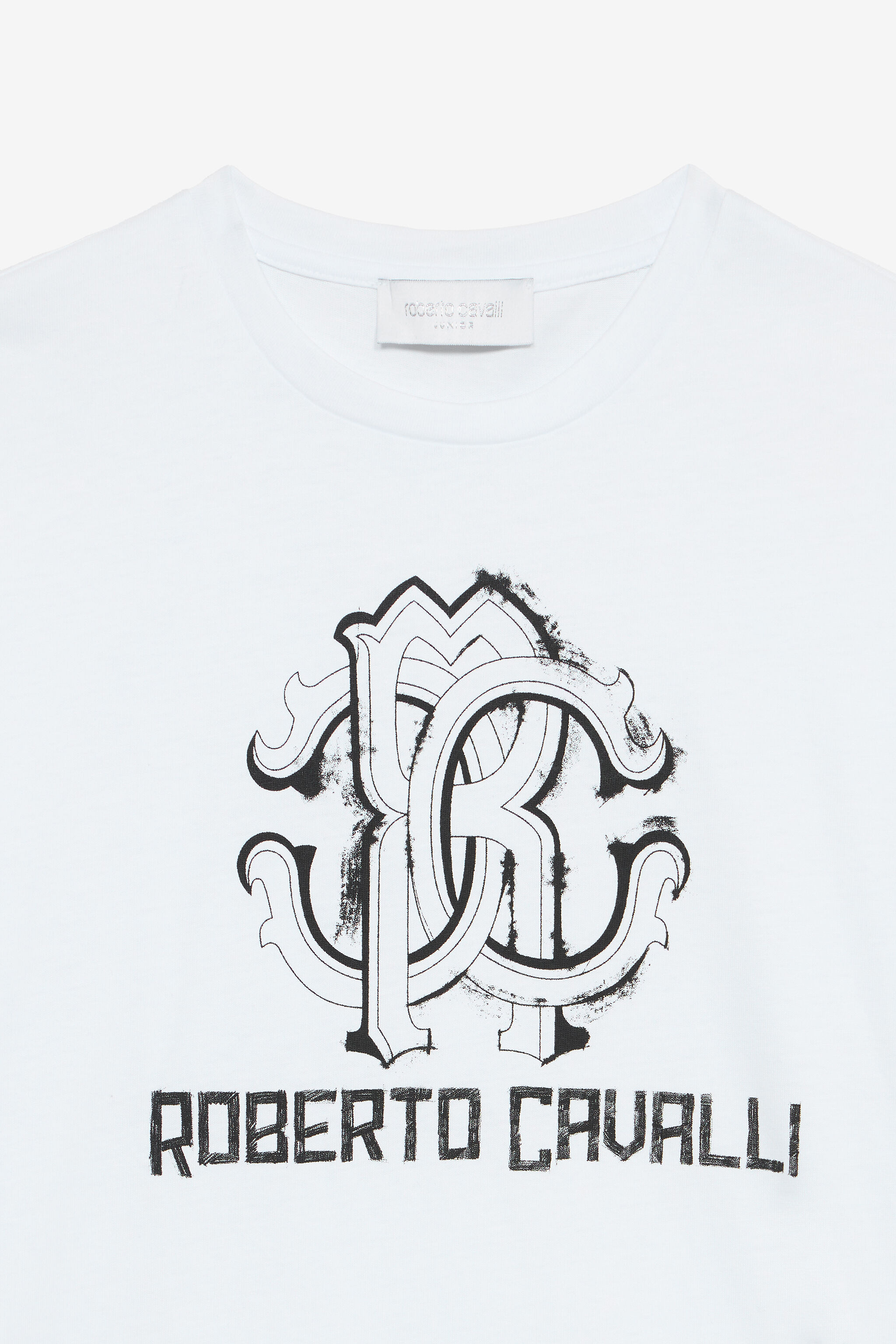 JU T-Shirt Stampa Zebra Con Monogram RC E Logo Bianco UJT60A-JD001