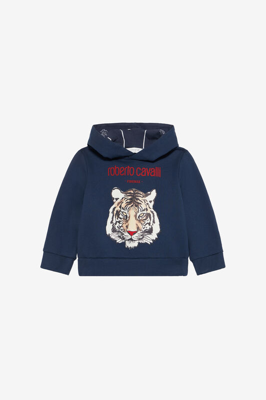 JU Blue Sweatshirt with Tiger Print NAVY VJT697-CF050