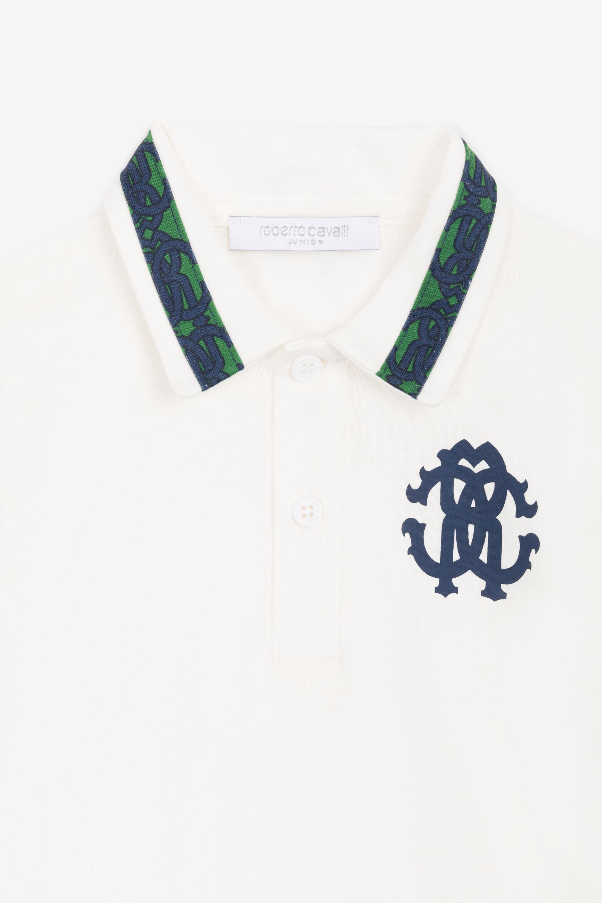 JU RC Monogram-Print Cotton Polo Shirt White RJT608-JD001