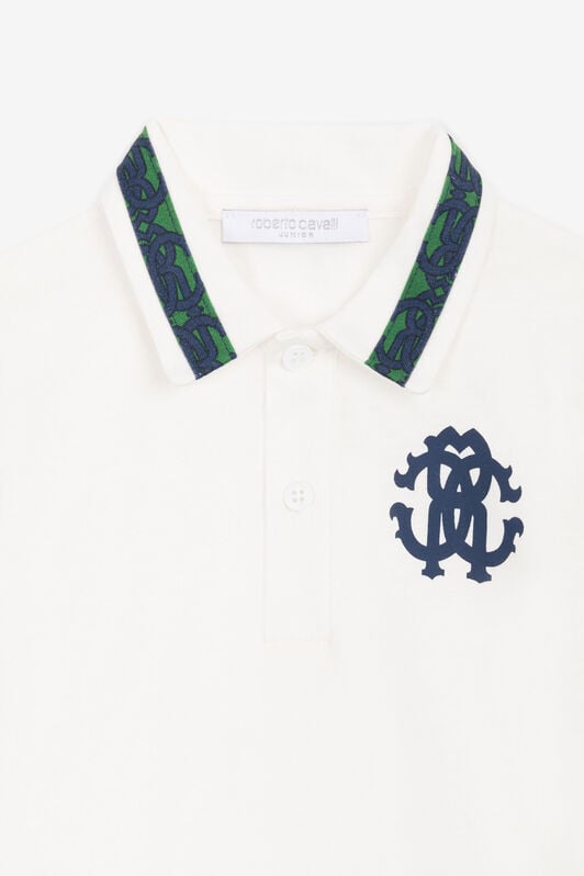 JU RC Monogram-Print Cotton Polo Shirt JU RC Monogram-Print Cotton Polo Shirt White RJT608-JD001