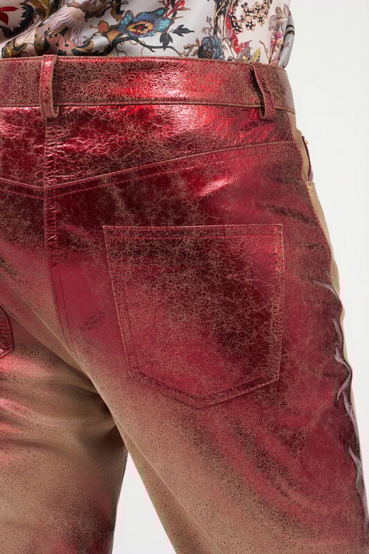 RC Schlaghose aus Metallic-Leder SAND/RED WQP221-PC002