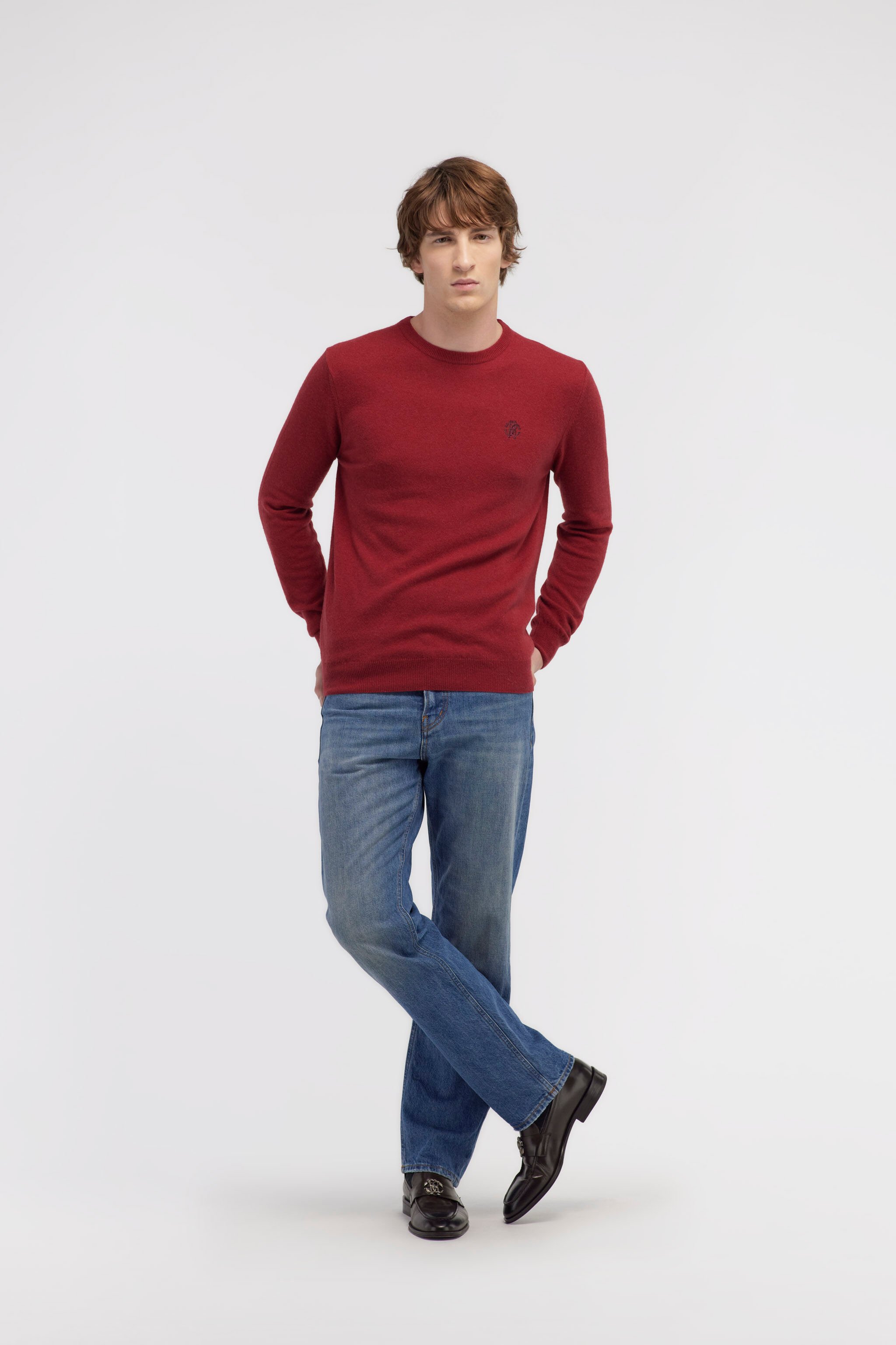 RC Wool sweater with Monogram Mirror Snake Dark red NOM01A-MI014