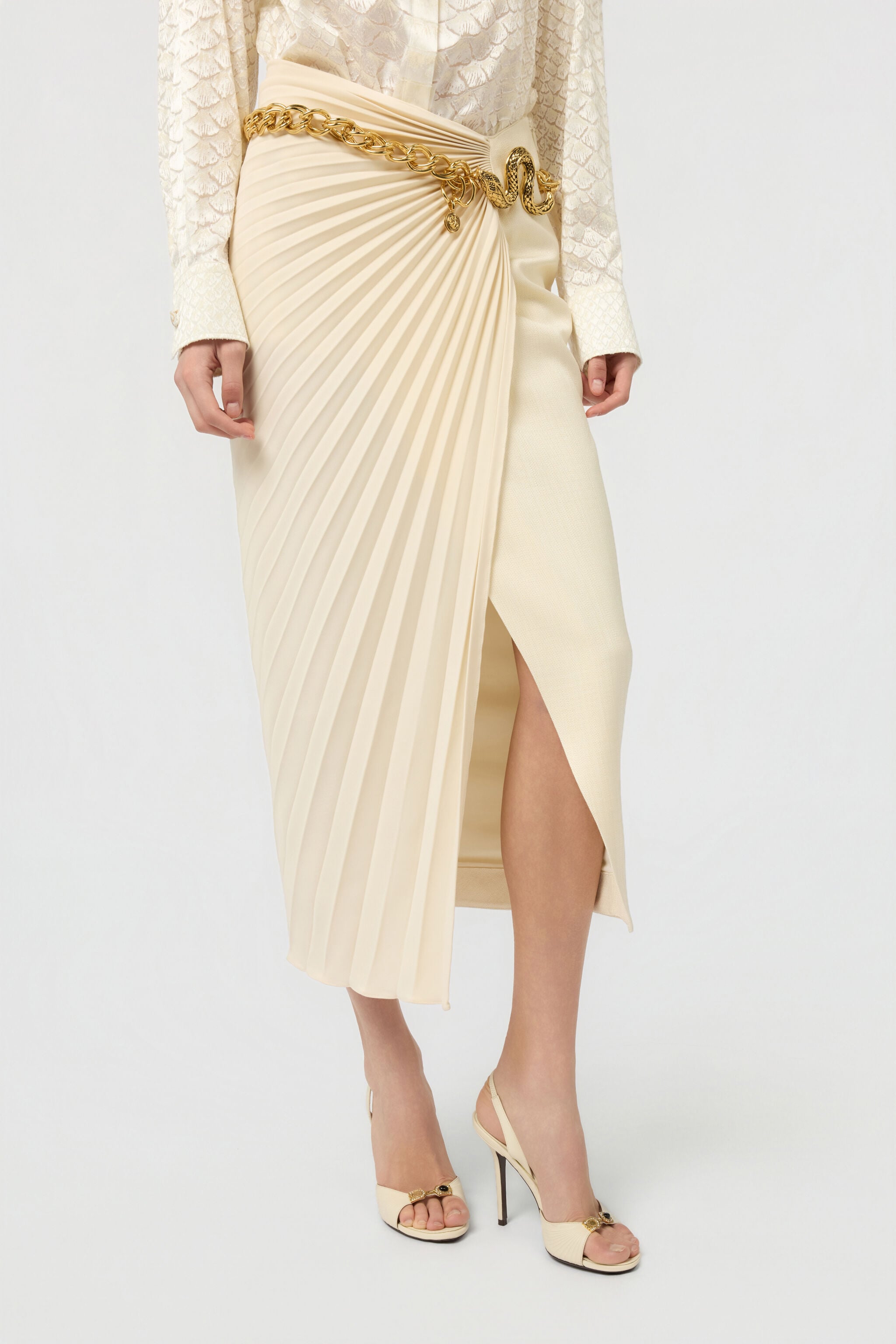 RC Ivory Midi Pleated Skirt IVORY WWT300-KU021
