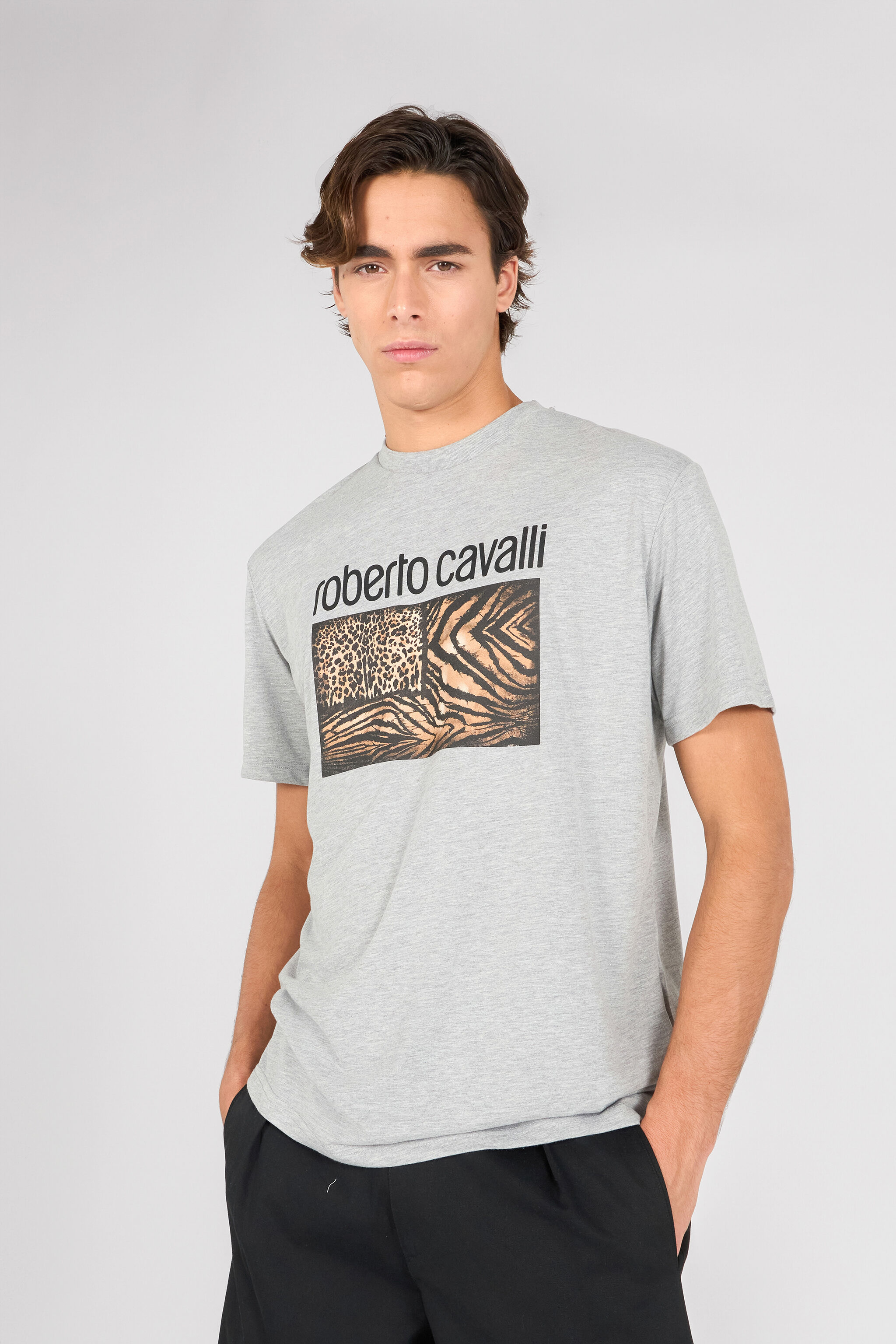 RC T-Shirt Avec Imprimé Animalier Et Logo Gris OOT60G-JD060