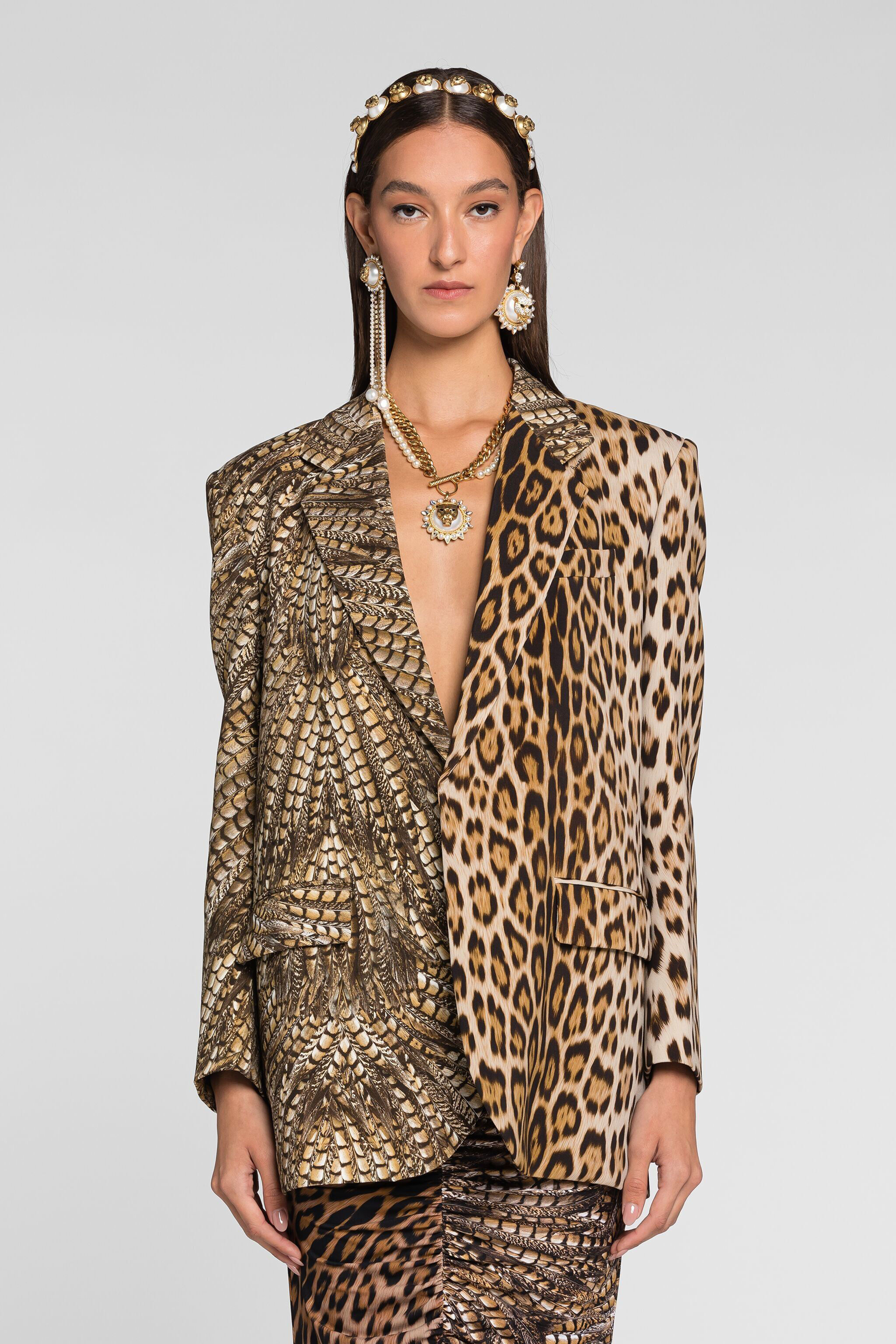 RC Animal print single-breasted blazer MACULA NATURALE QKT400-7OF52