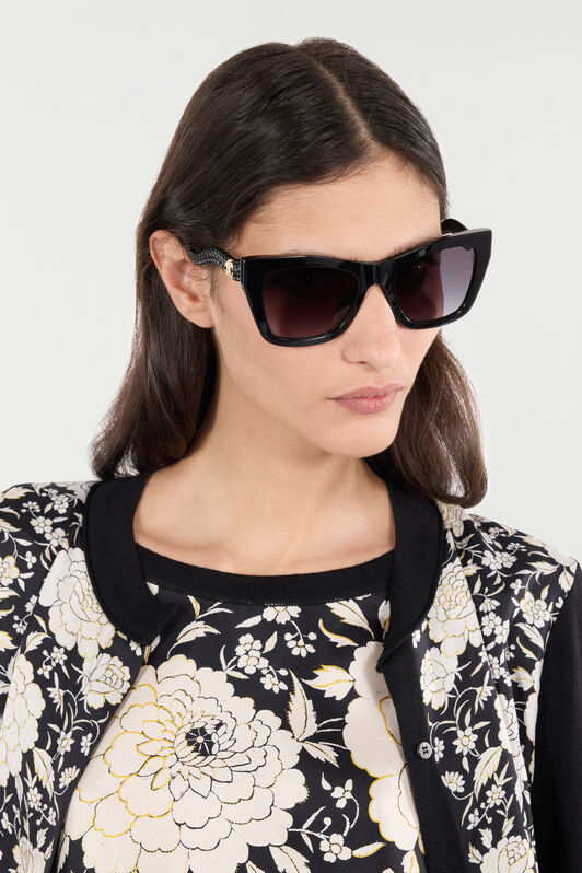RC Geometrische Sonnenbrille mit Bügeln im Skaleneffekt RC Geometrische Sonnenbrille mit Bügeln im Skaleneffekt Schwarz UALD13-ID208