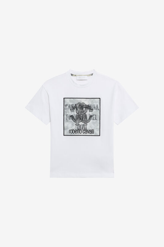 JU White T-shirt With Monogram RC  OPTICAL WHITE WJT61G-JD001