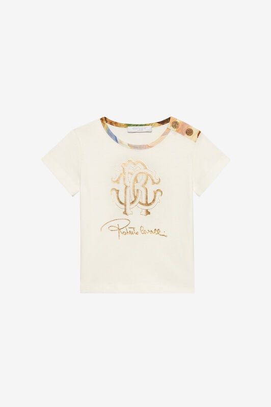 JU T-Shirt Avec Monogramme RC Et Logo Dorés Bleu clair UJT666-JD001