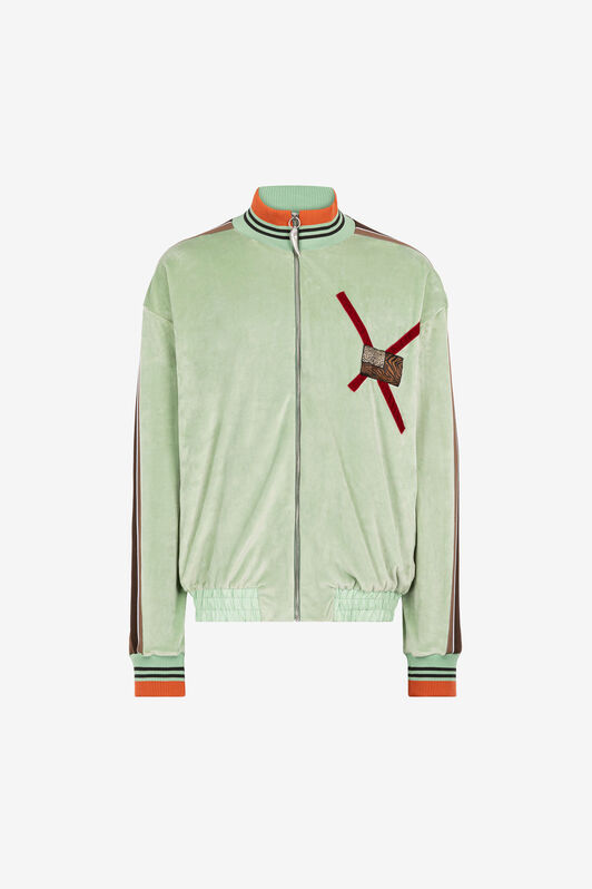 RC Animalier Patchwork-Print Appliqué Track Jacket RC Animalier Patchwork-Print Appliqué Track Jacket Light green ORT85E-CJ019