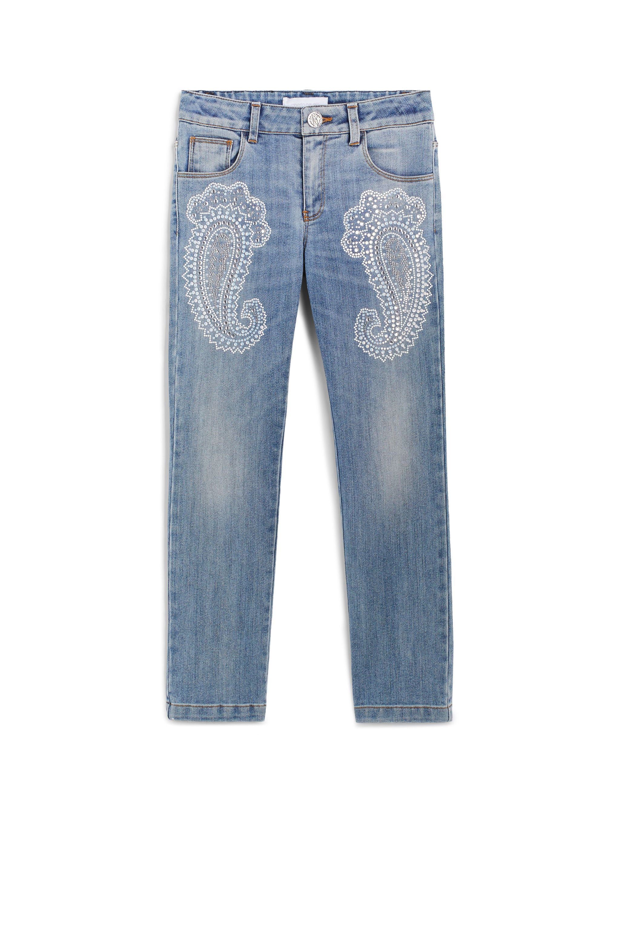JU Washed blue crystal embellished jeans LIGHT BLUE IJJ210-DS029