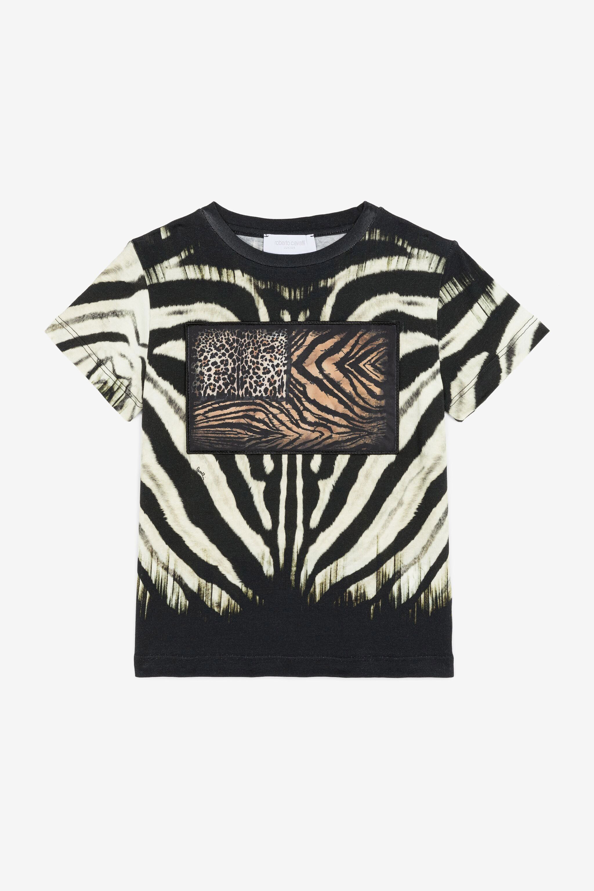 JU T-Shirt mit Freedom-Print Schwarz/Weiß OJT661-ISA2J