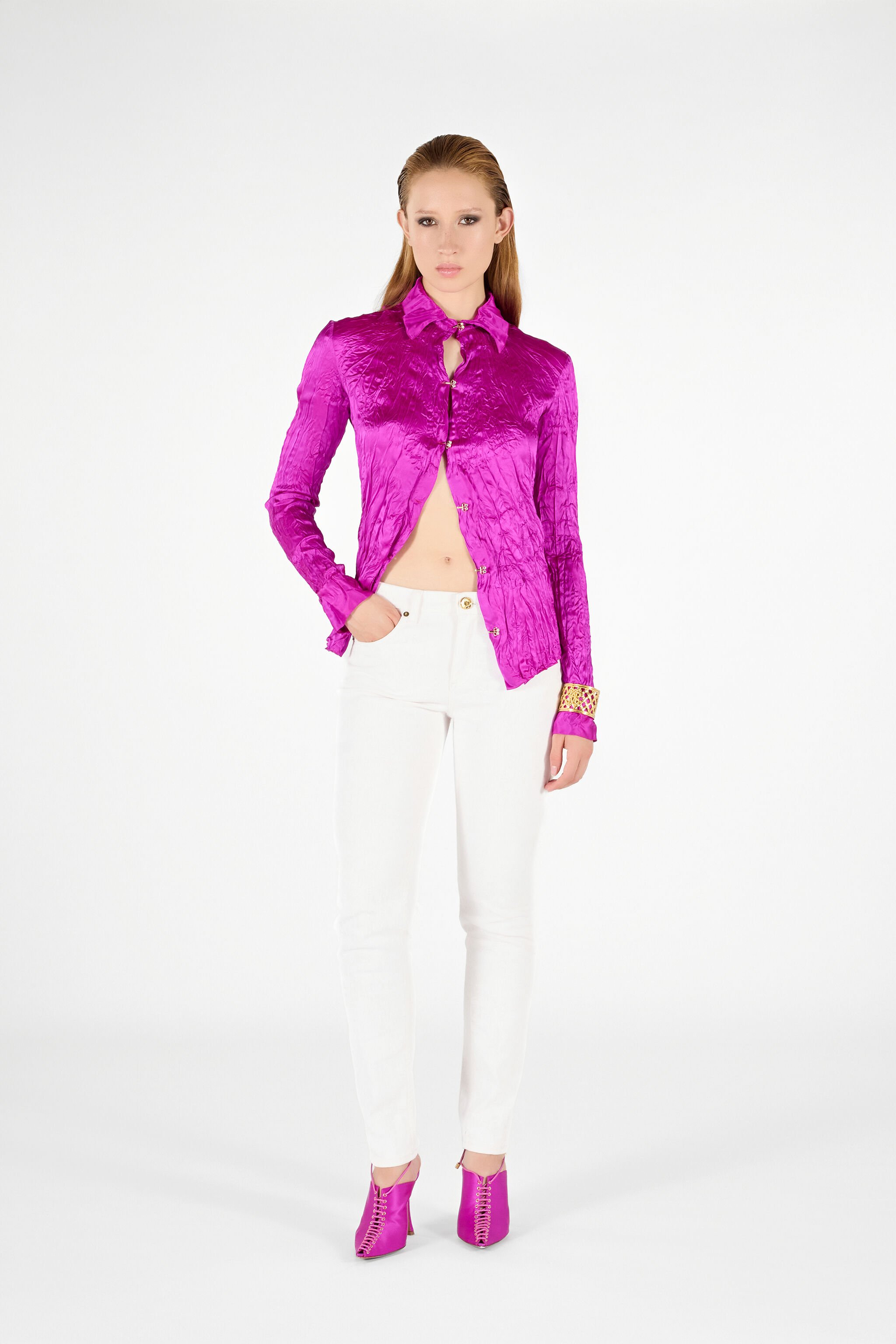 RC Chemise Structurée Unie Fuchsia UWT701-SE045