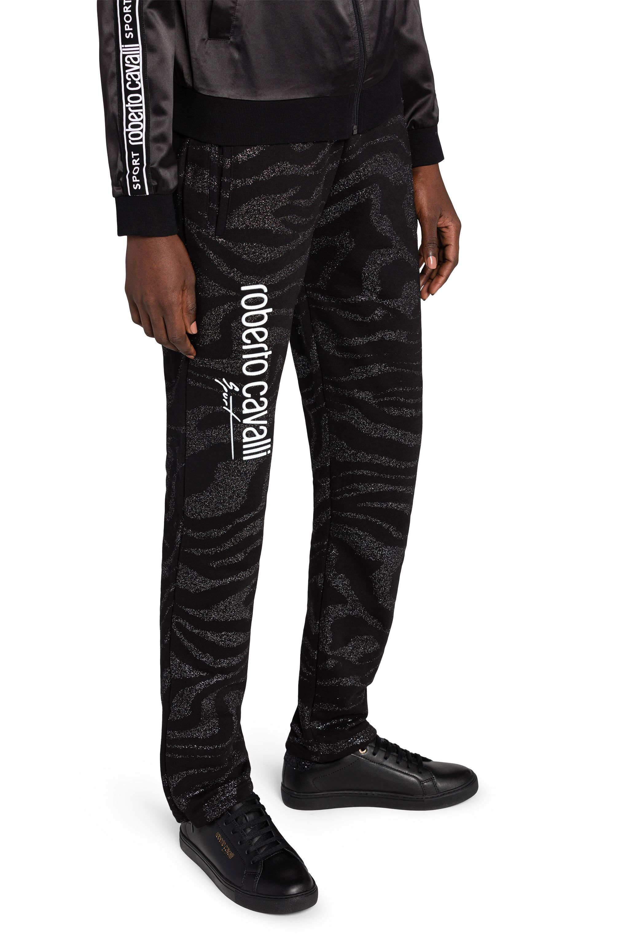 UG Glitter-Embellished Tiger-Print Track Pants BLACK LYY02P-CF060