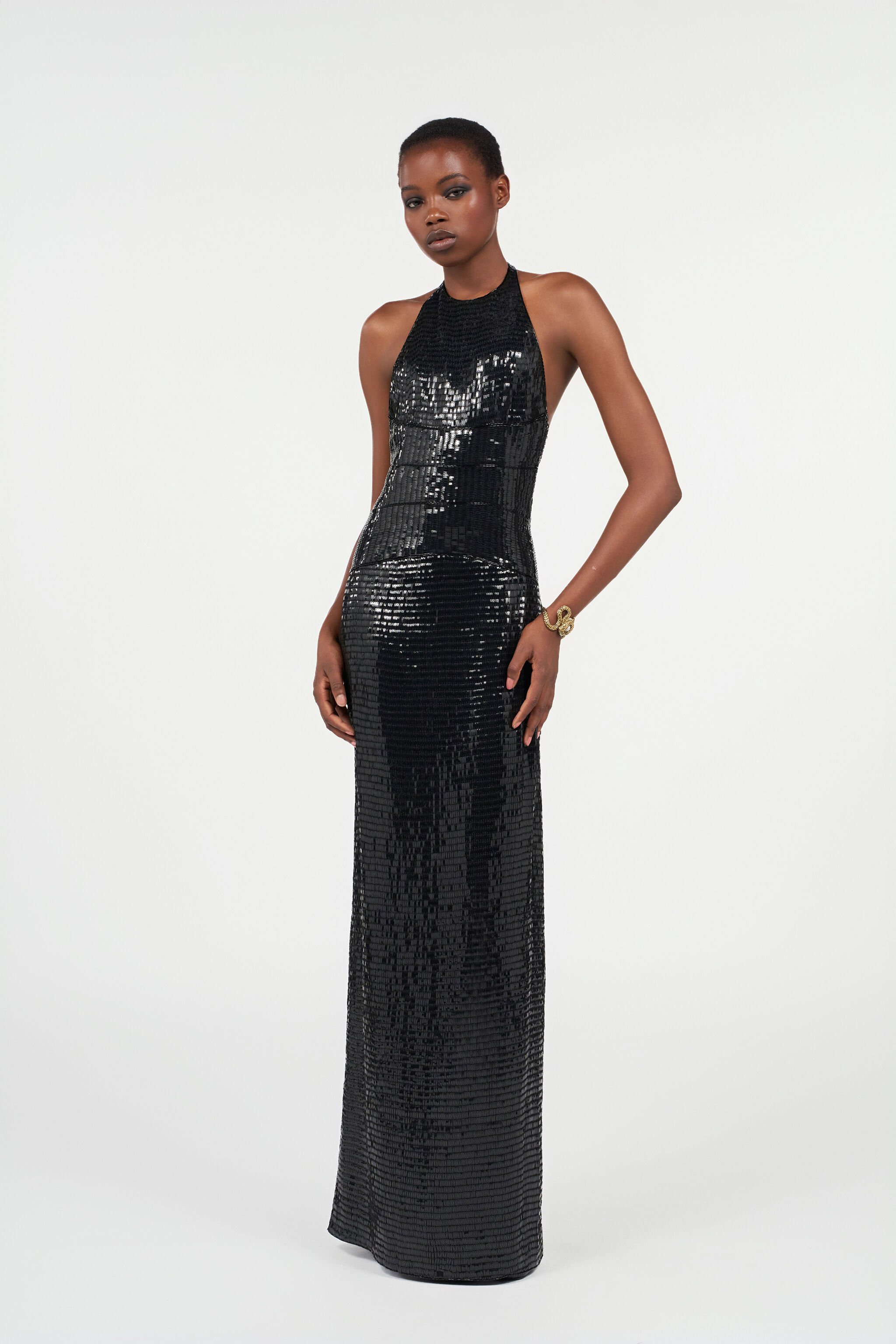RC Long Sequin Dress BLACK WKR157-GG001