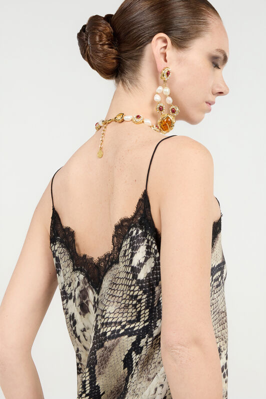 RC Silk Top with Python Print Light Brown VWT604-TYQ75