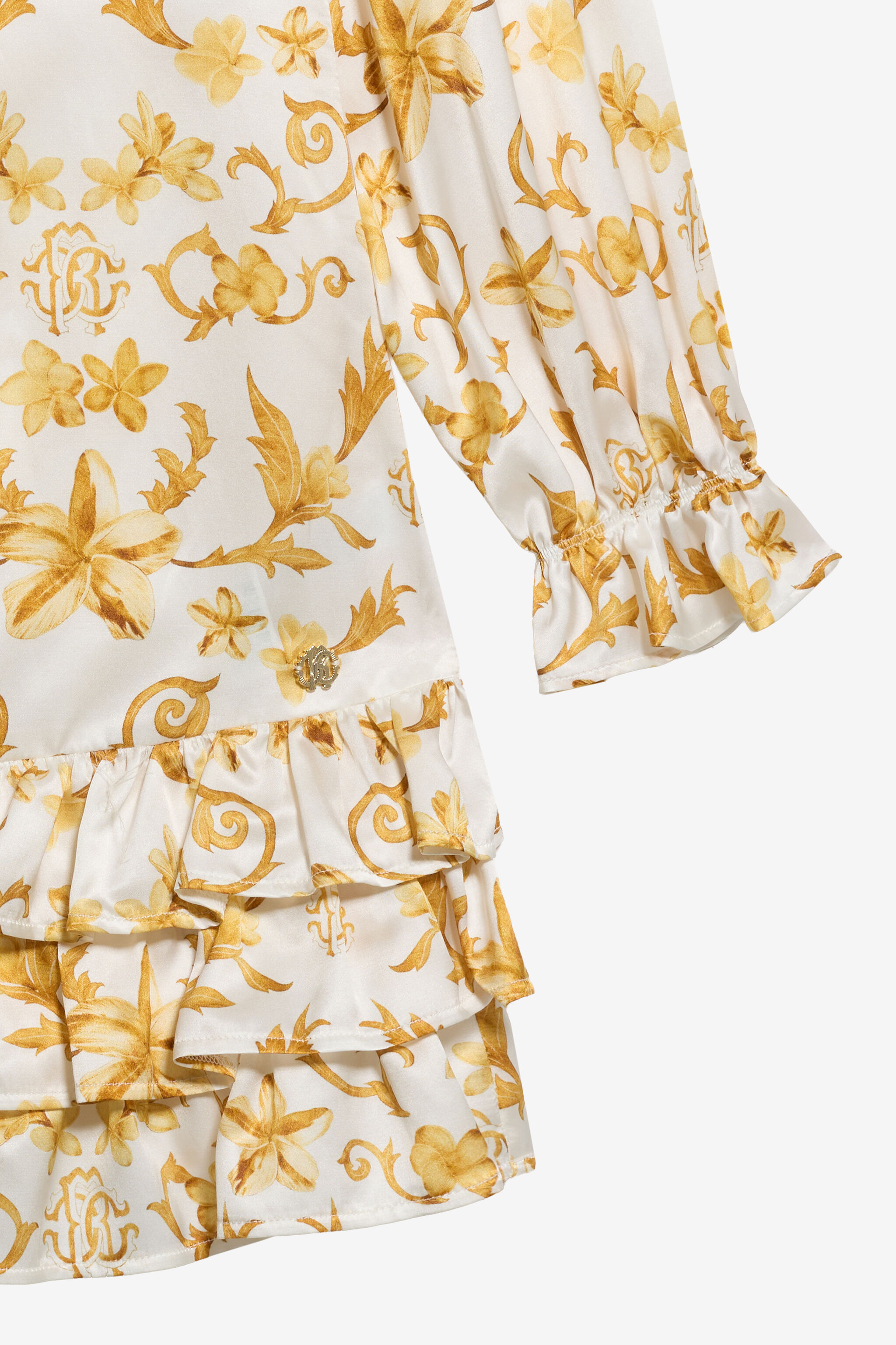 JU Danza Floreale Bordeaux Print Silk Mini Dress WHITE/GOLD TJT10I-SCN37