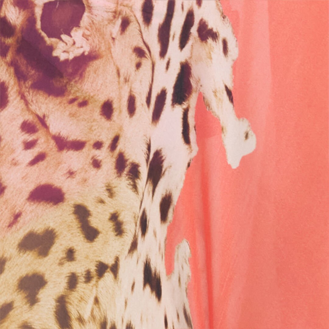 RC Cavalli Pop Print Silk Kaftan CORAL RED WQW011-HNR33