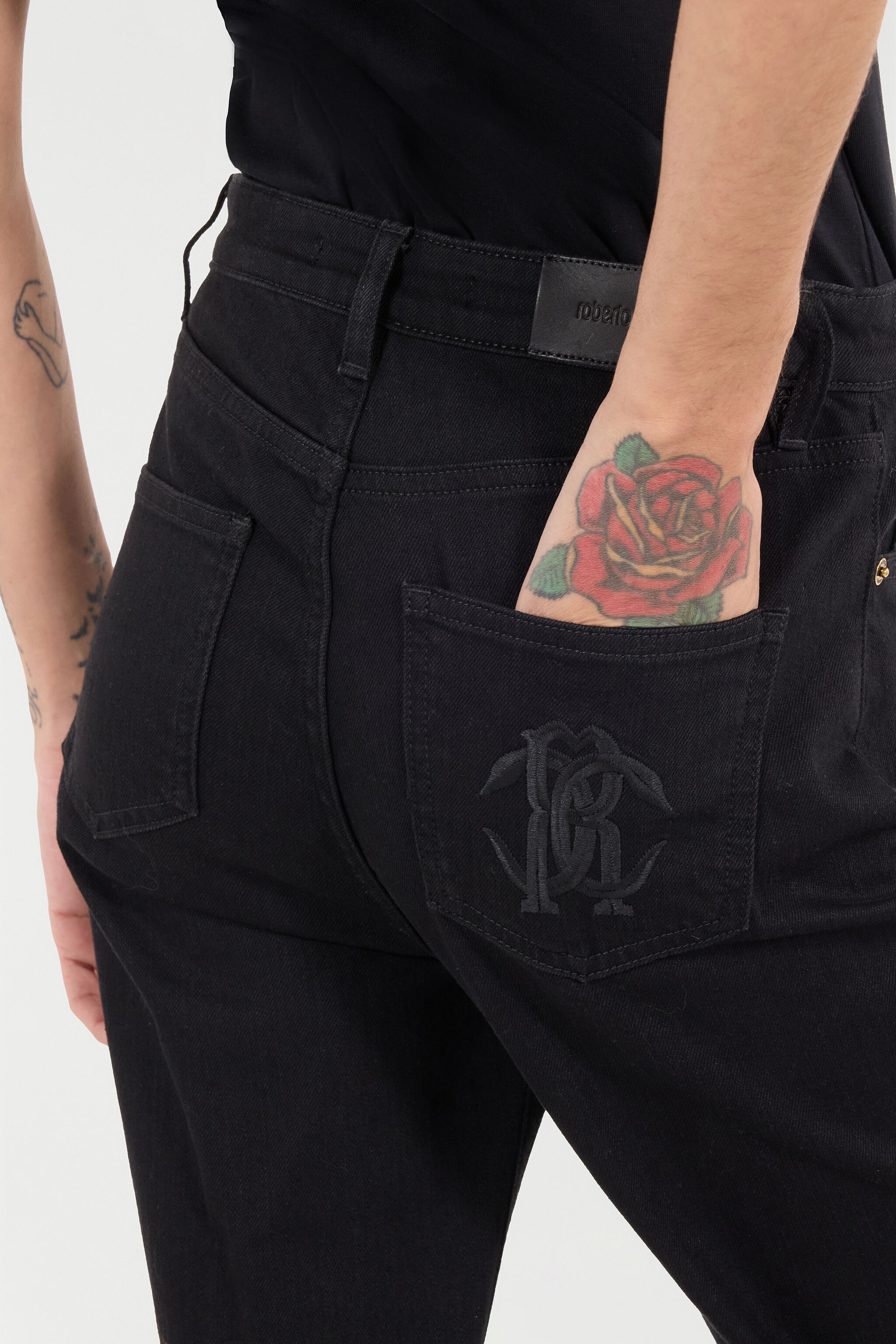 RC Jeans with Mirror Snake Monogram Black VKJ221-DE001