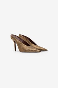 ${brand} Mules mit goldenem Python- und Schlangenmotiv ${colorDescription} ${masterID}