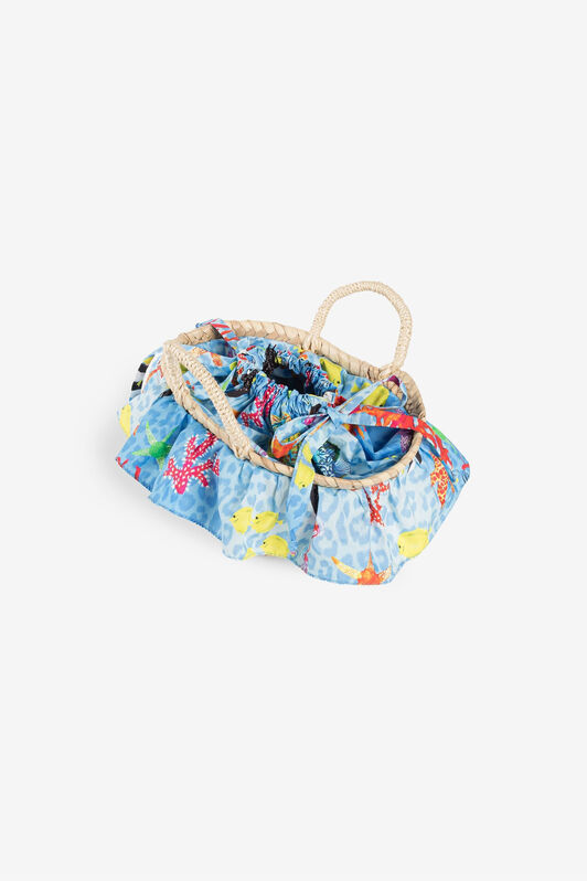 JU Embroidered-logo straw bag JU Embroidered-logo straw bag Light brown QJB019-AB013