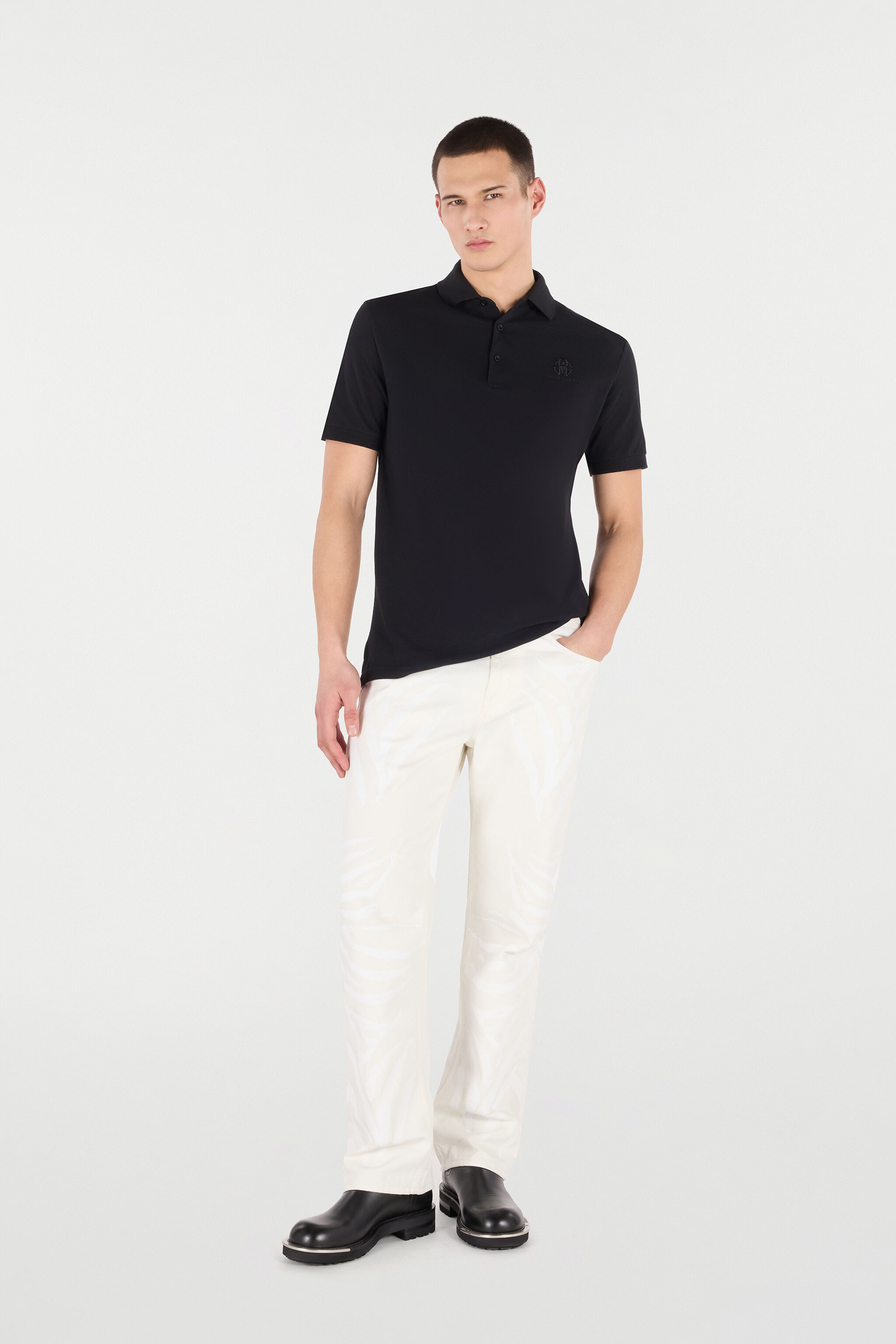 RC Polo With RC Monogram And Logo Embroidery Black POT64A-KB001