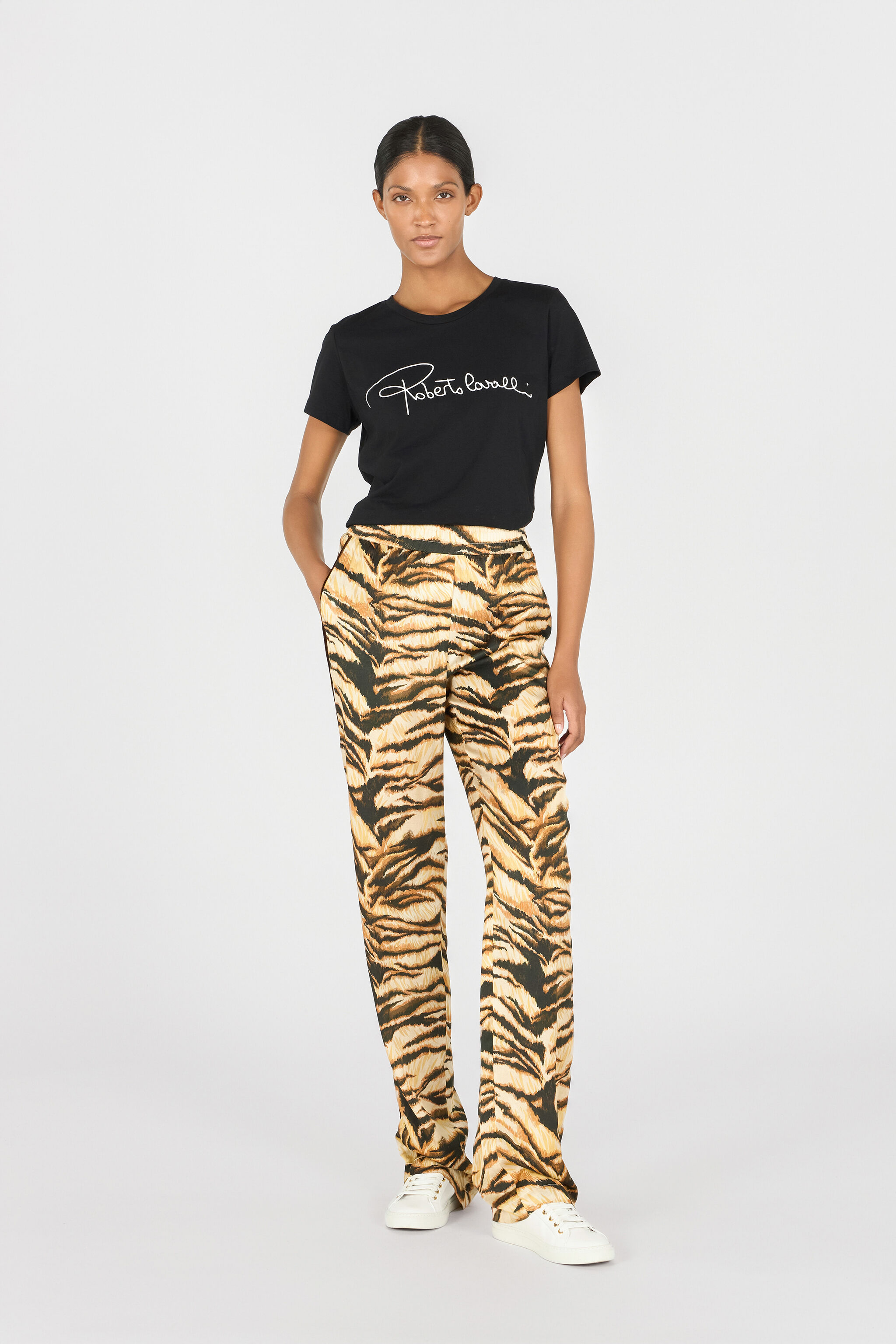 RC High-waisted tiger-print trousers Hellbraun RKT210-SZH36