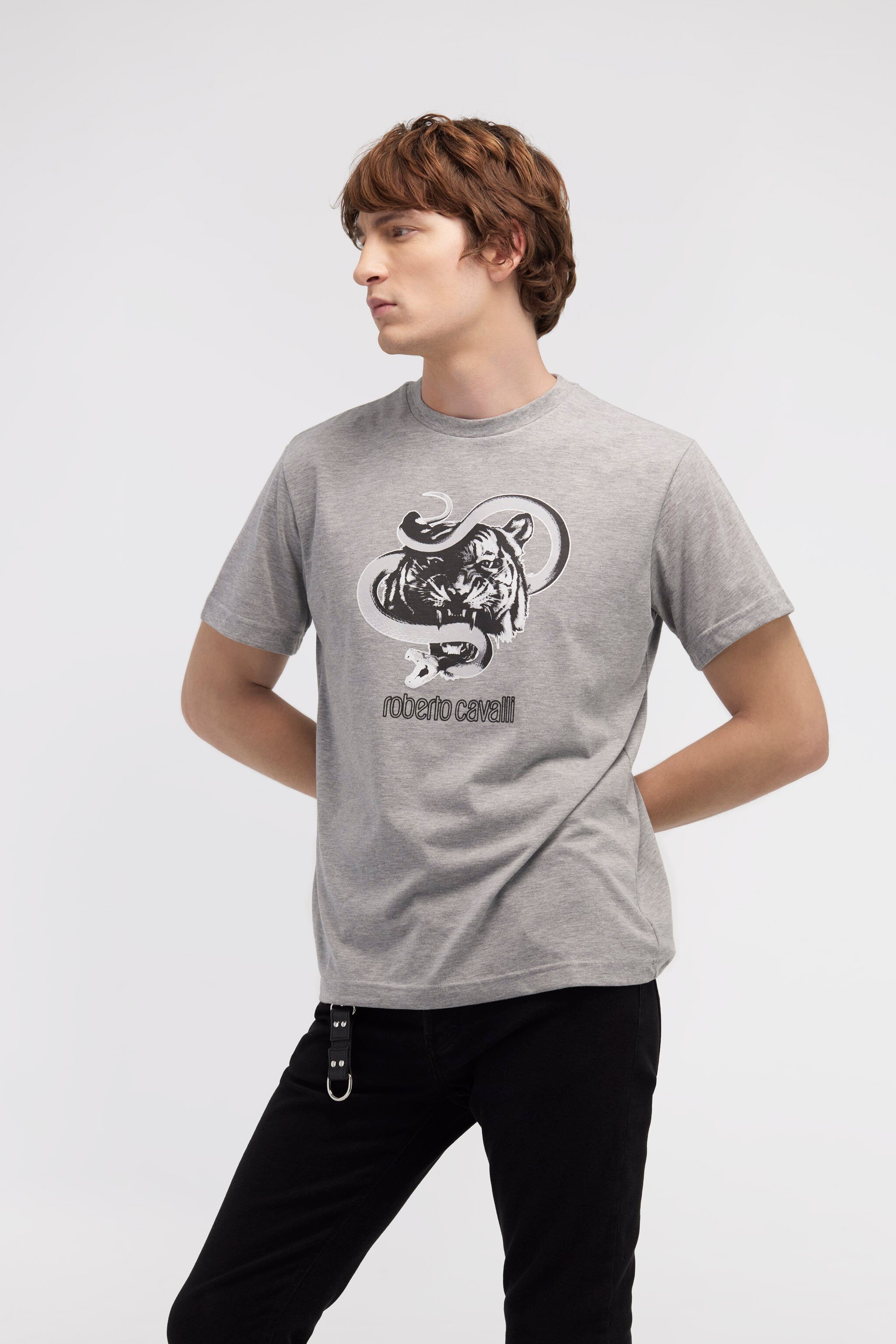 RC T-shirt with Jaguar and Snake prints Gray NOT60J-JD016