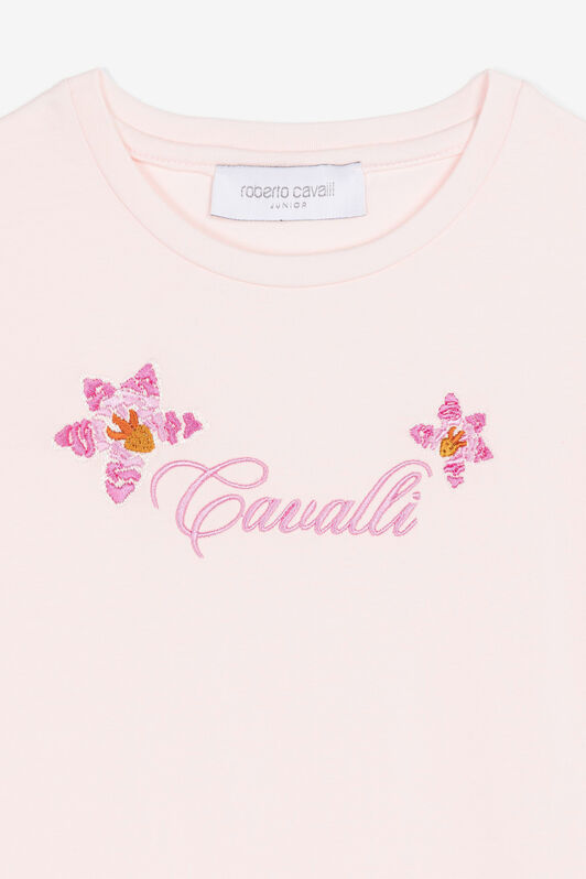 JU T-shirt en coton à logo imprimé Baby pink QJT666-JV025