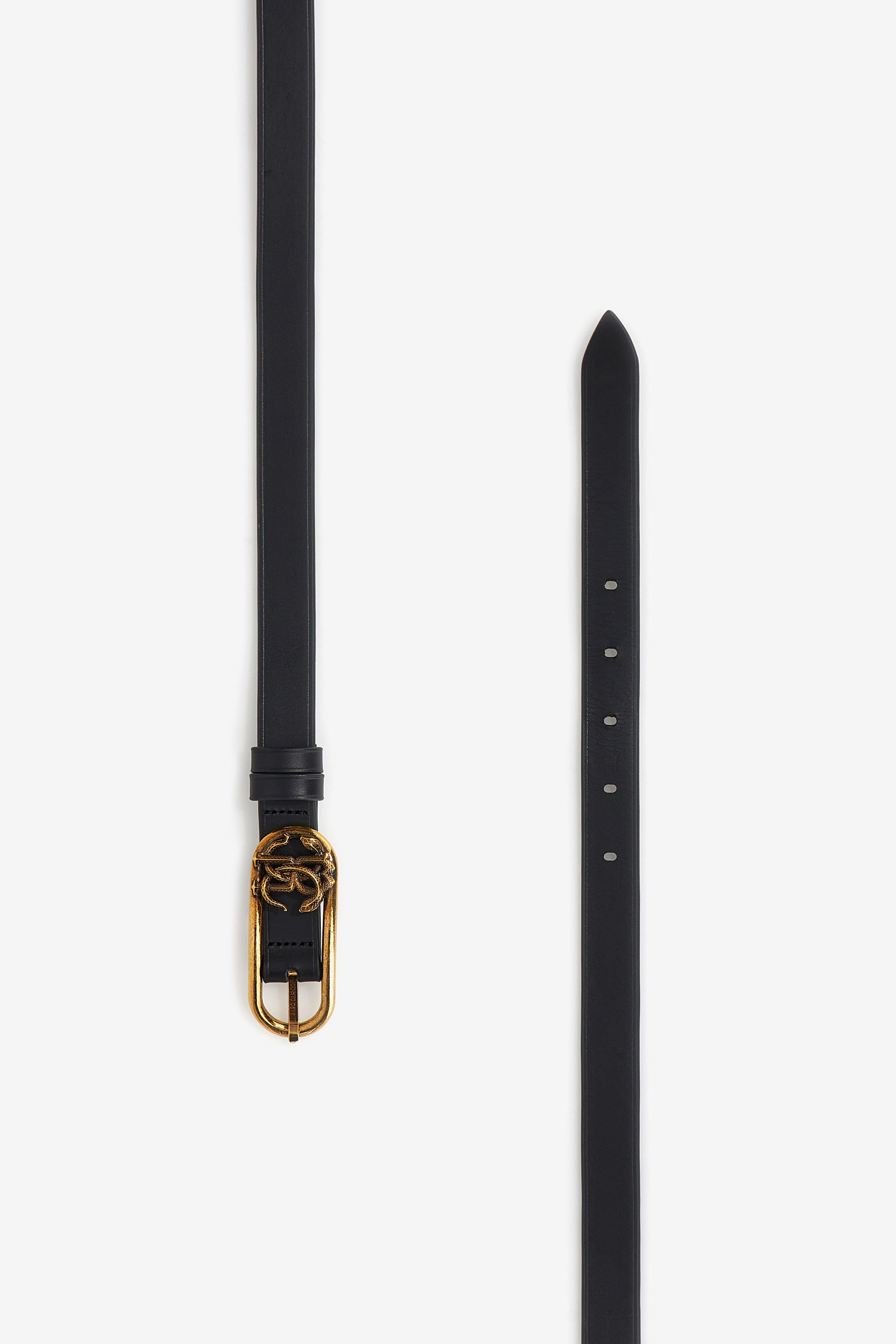 RC Leather belt with Monogram Mirror Snake Black SKC002-PZ172