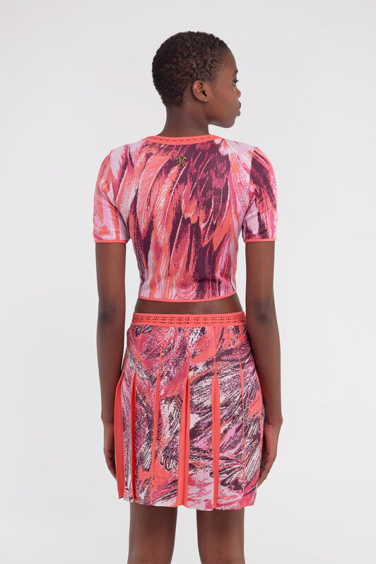 RC Plumage print knitwear top Fuchsia SWM602-MI150