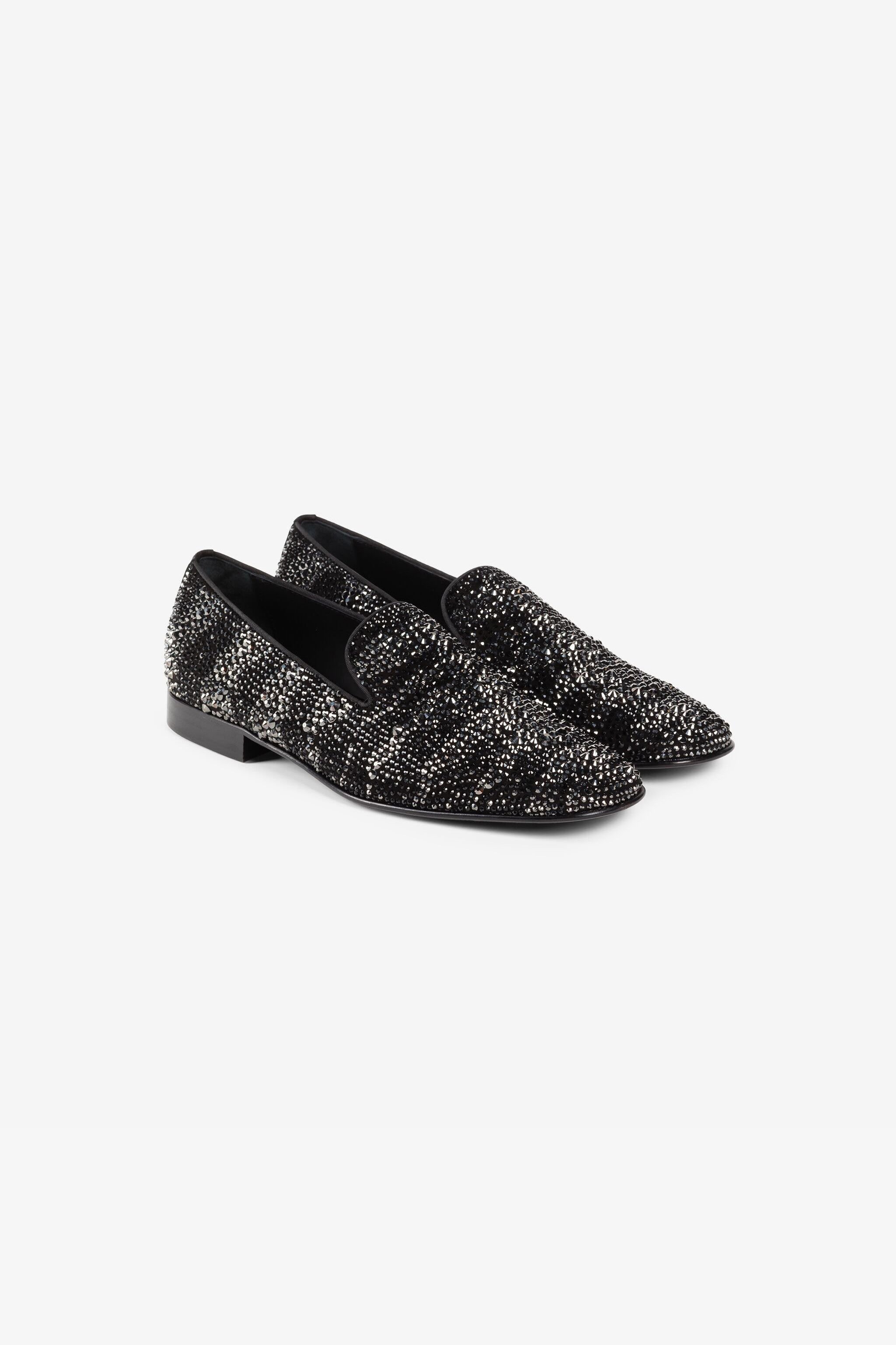 RC Mit Kristallen verzierte Loafers Schwarz/Silber QRS009-PC297