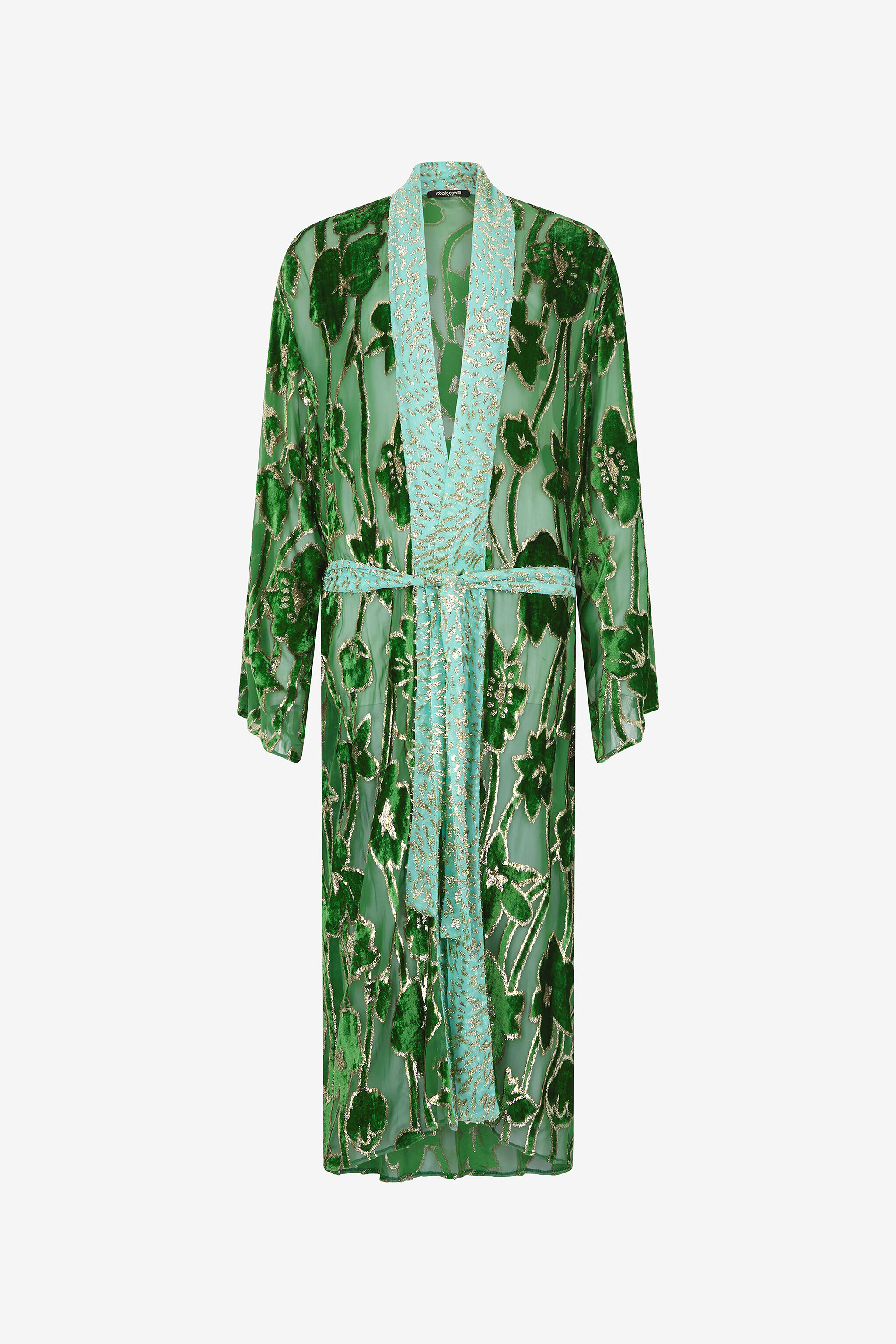 RC See-Through Robe with Floral Motif VERDE/ORO VKT502-FC007