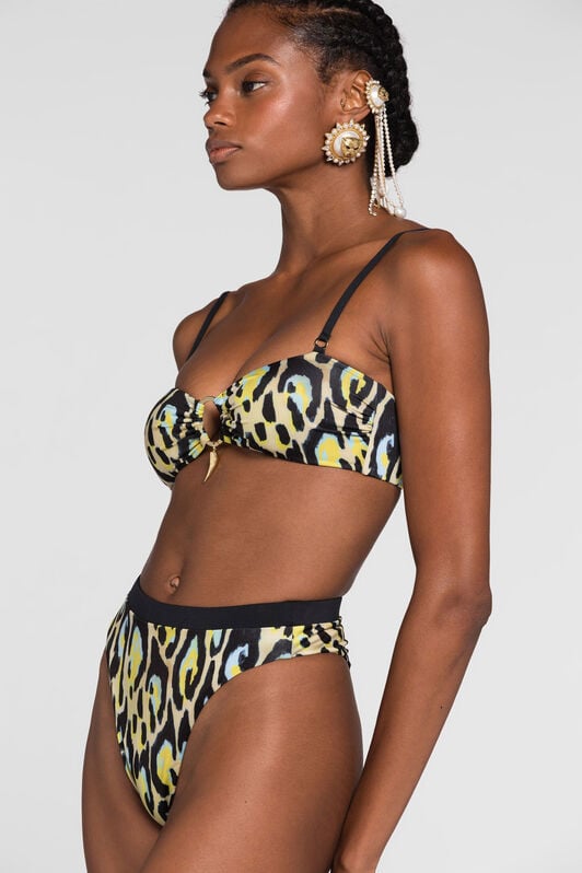 RC Jaguar-print bikini top RC Jaguar-print bikini top Yellow QKW00I-LNF54