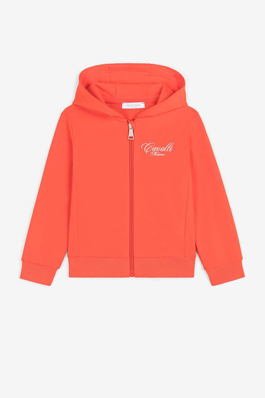 JU Logo-embroidered zipped hoodie Orange OJT975-ISA2J