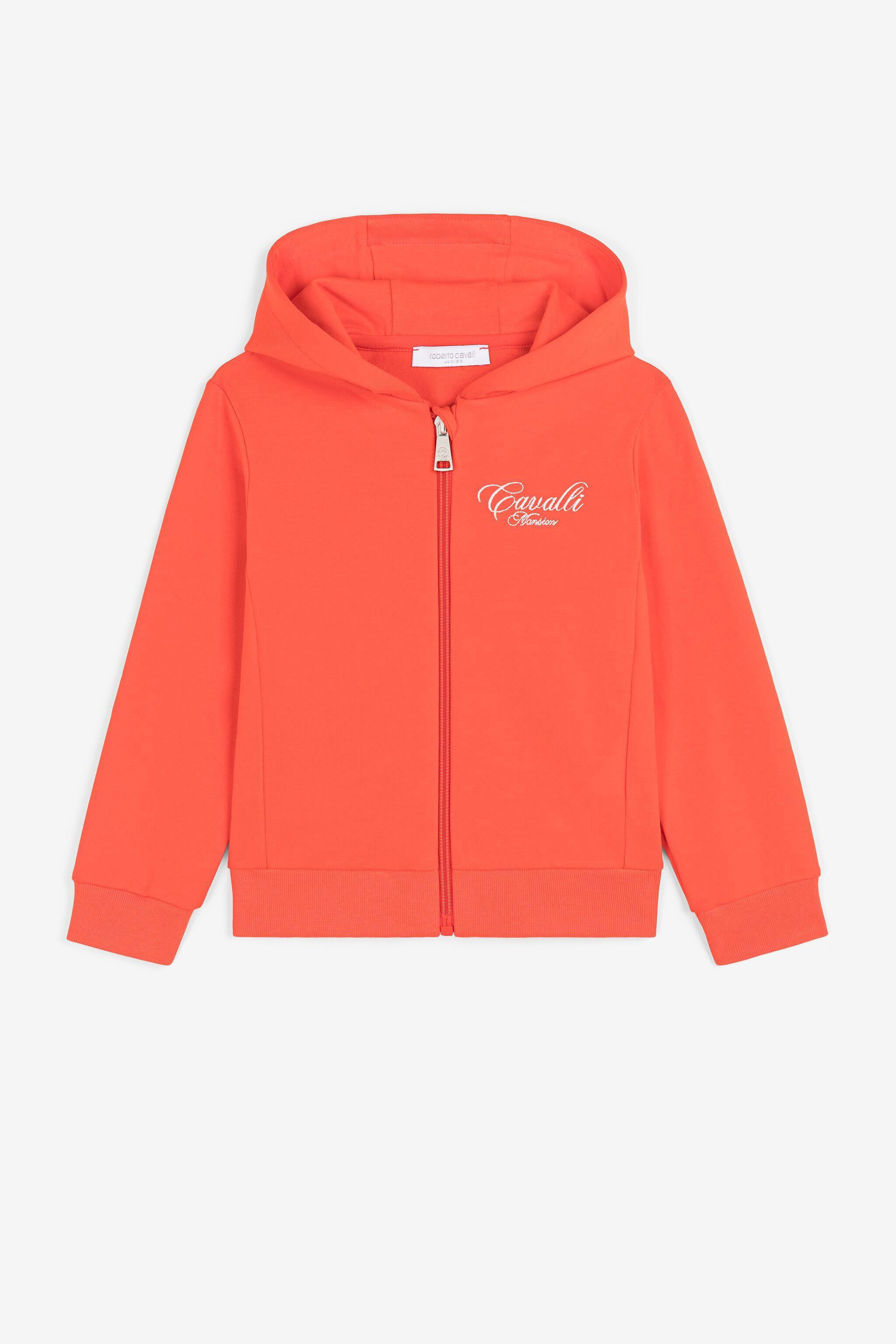 JU Logo-embroidered zipped hoodie Orange OJT975-ISA2J