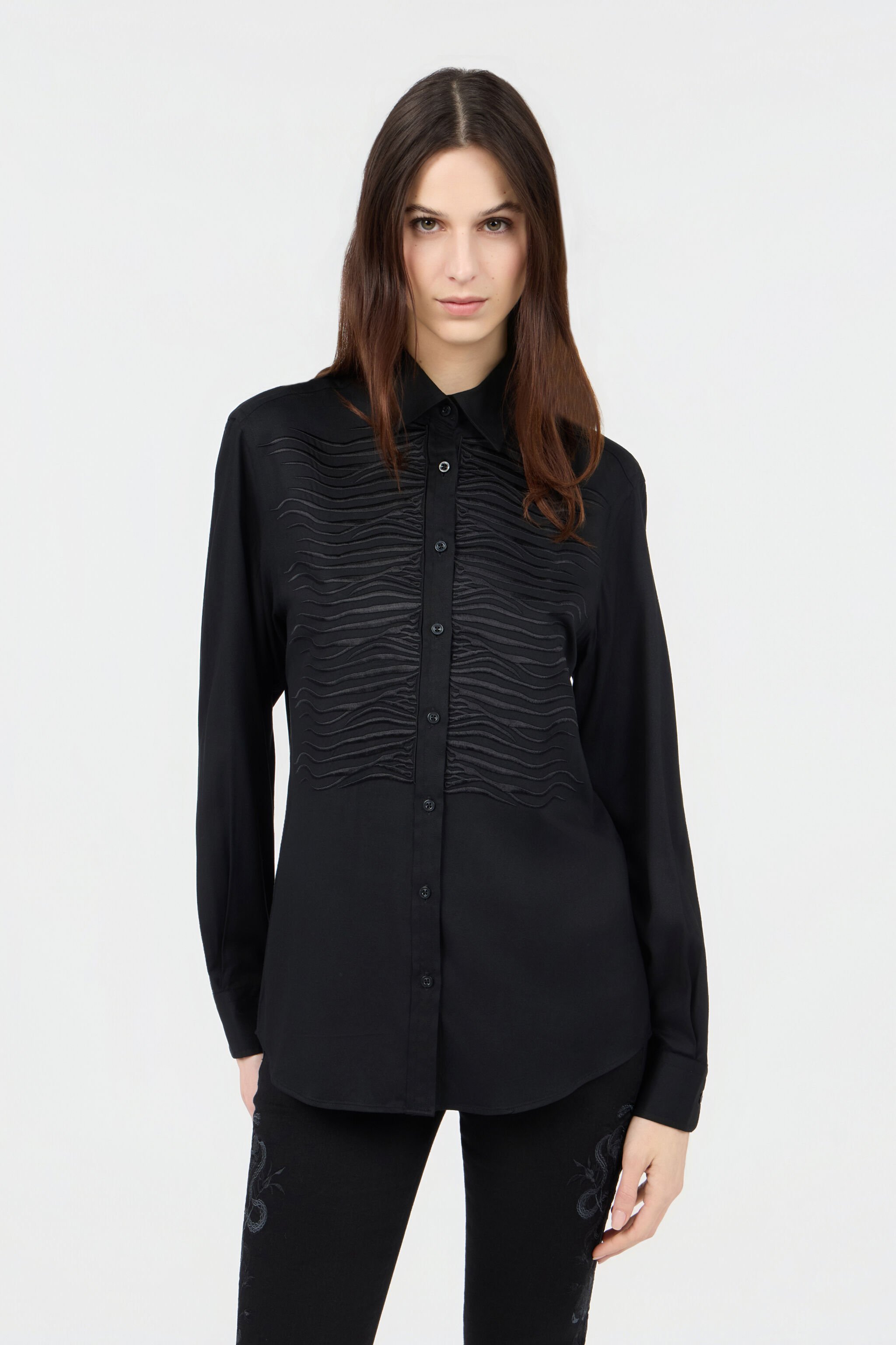 RC Black Shirt with Embroidered Zebra Motif BLACK SOT70X-TB012