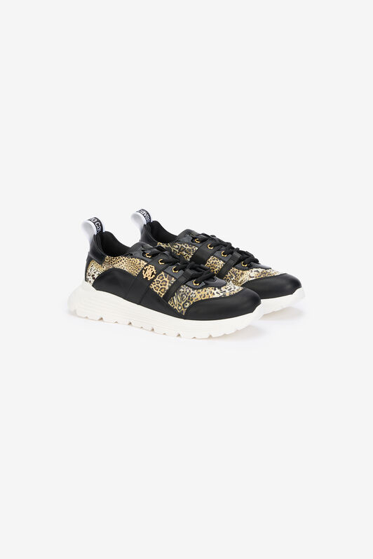 RC Leopard Print Leather Sneakers RC Leopard Print Leather Sneakers BLACK/JAGUAR QOS01G-PZO13