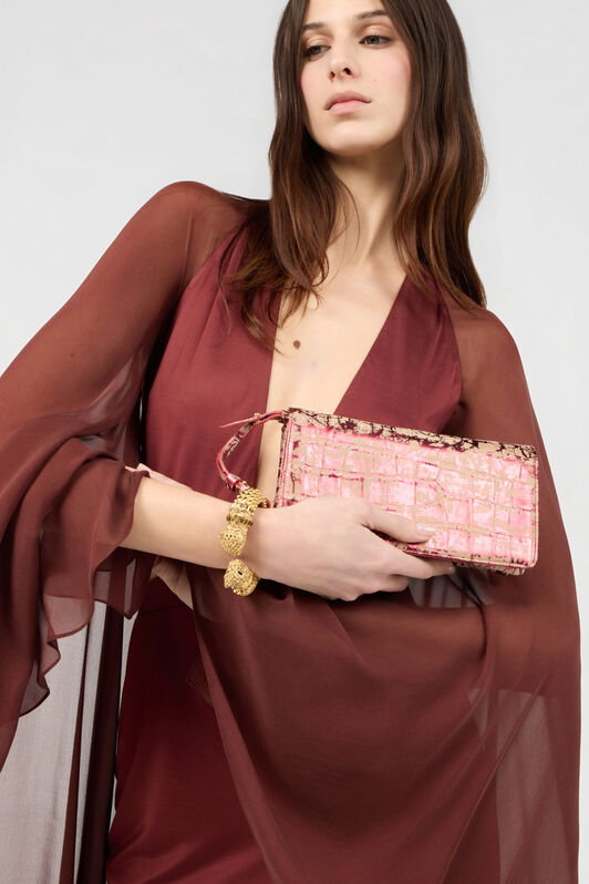 RC Roar Pochette Bag Burgundy Laminated Leather RED RKB012-PG012