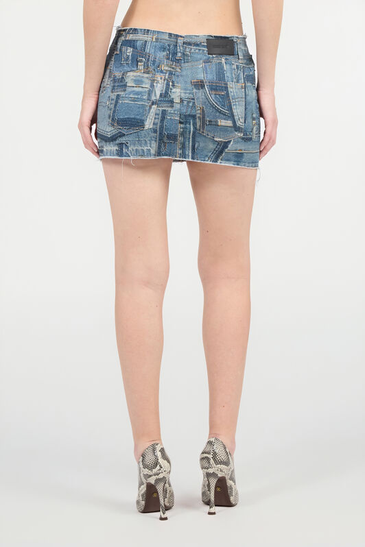 RC Patchwork Capsule Collection Denim Mini Skirt Blue UWJ350-DS001
