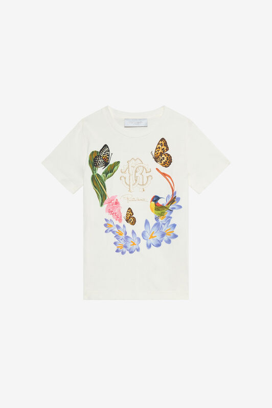 JU Milk White T-Shirt with Tropical Print MILKY WHITE VJT62G-JD001