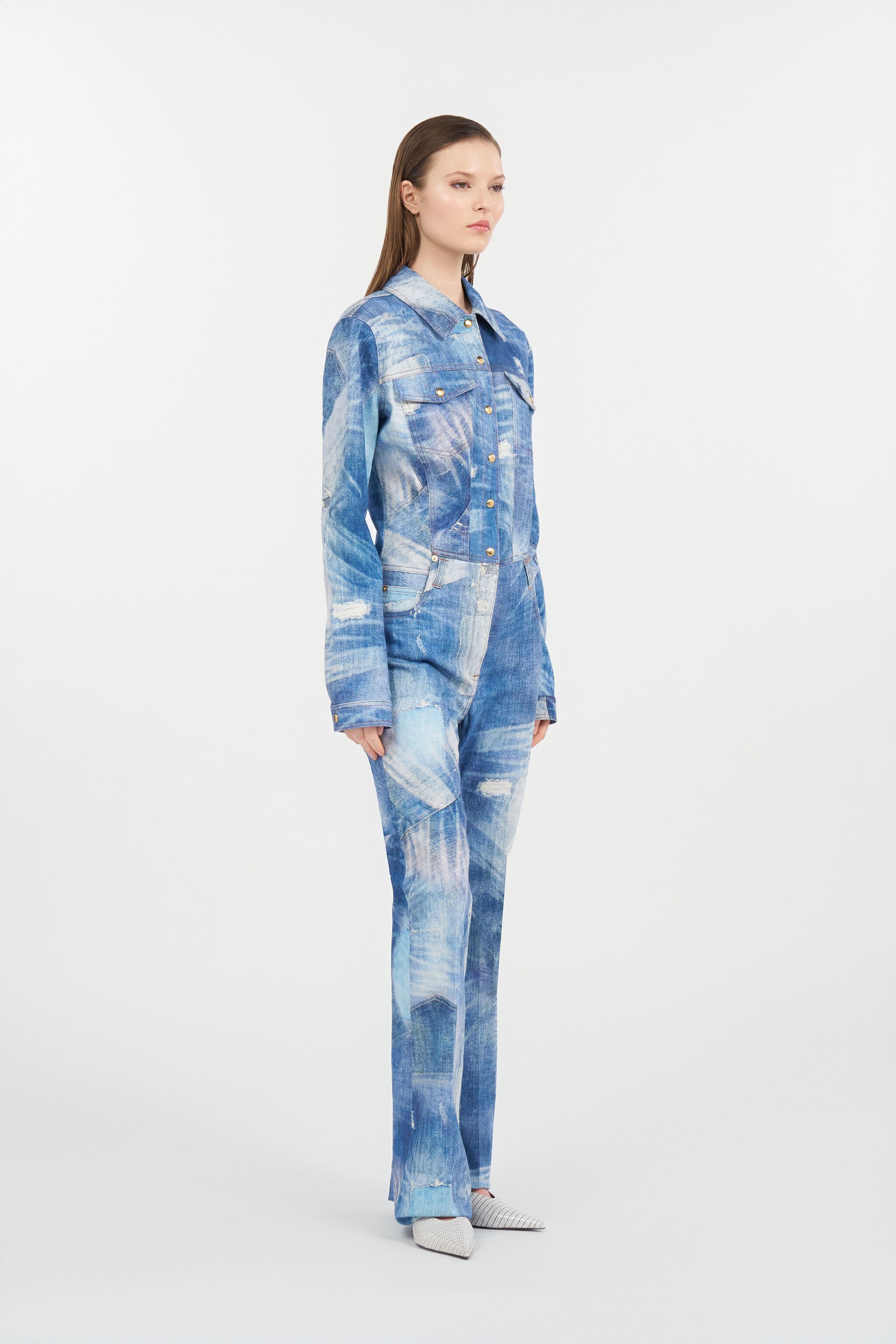 RC Patchwork Denim Jumpsuit DARK BLUE WQJ132-DAR71