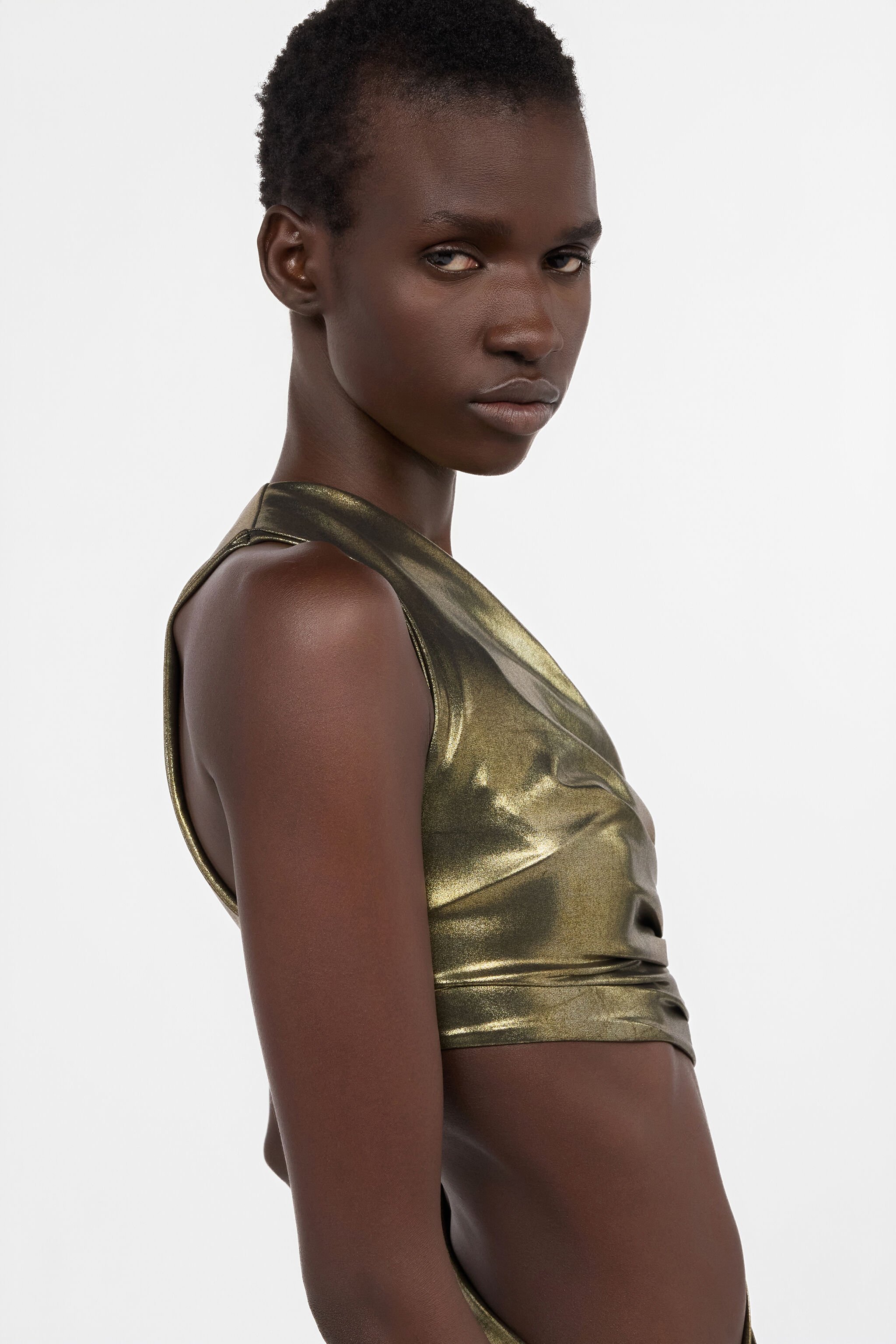 RC One-Shoulder Gold Dress with Cut-Out Detail GOLD WWT106-JE032