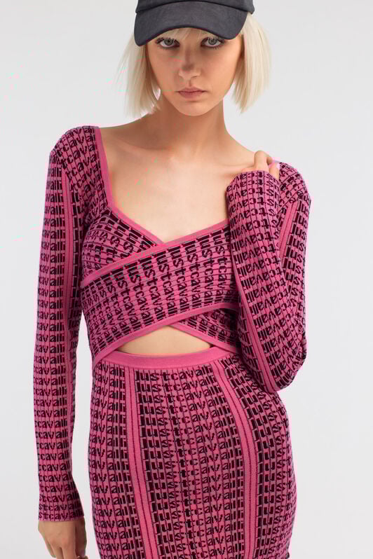 JC Just Cavalli Logo Mini Dress JC Just Cavalli Logo Mini Dress Fuchsia RKT931-RK438