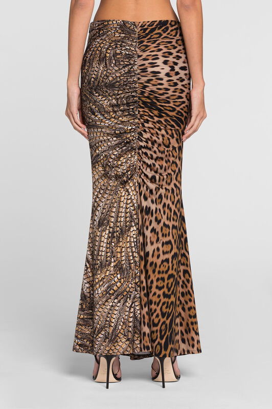 RC Leopard-print maxi skirt Marrón claro QKT308-LNF53