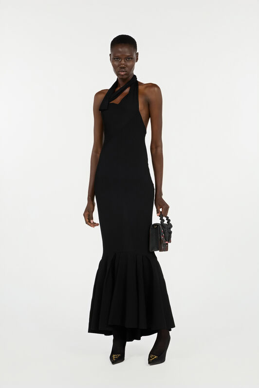 RC Long Black Ribbed Dress Noir VWM109-MH014