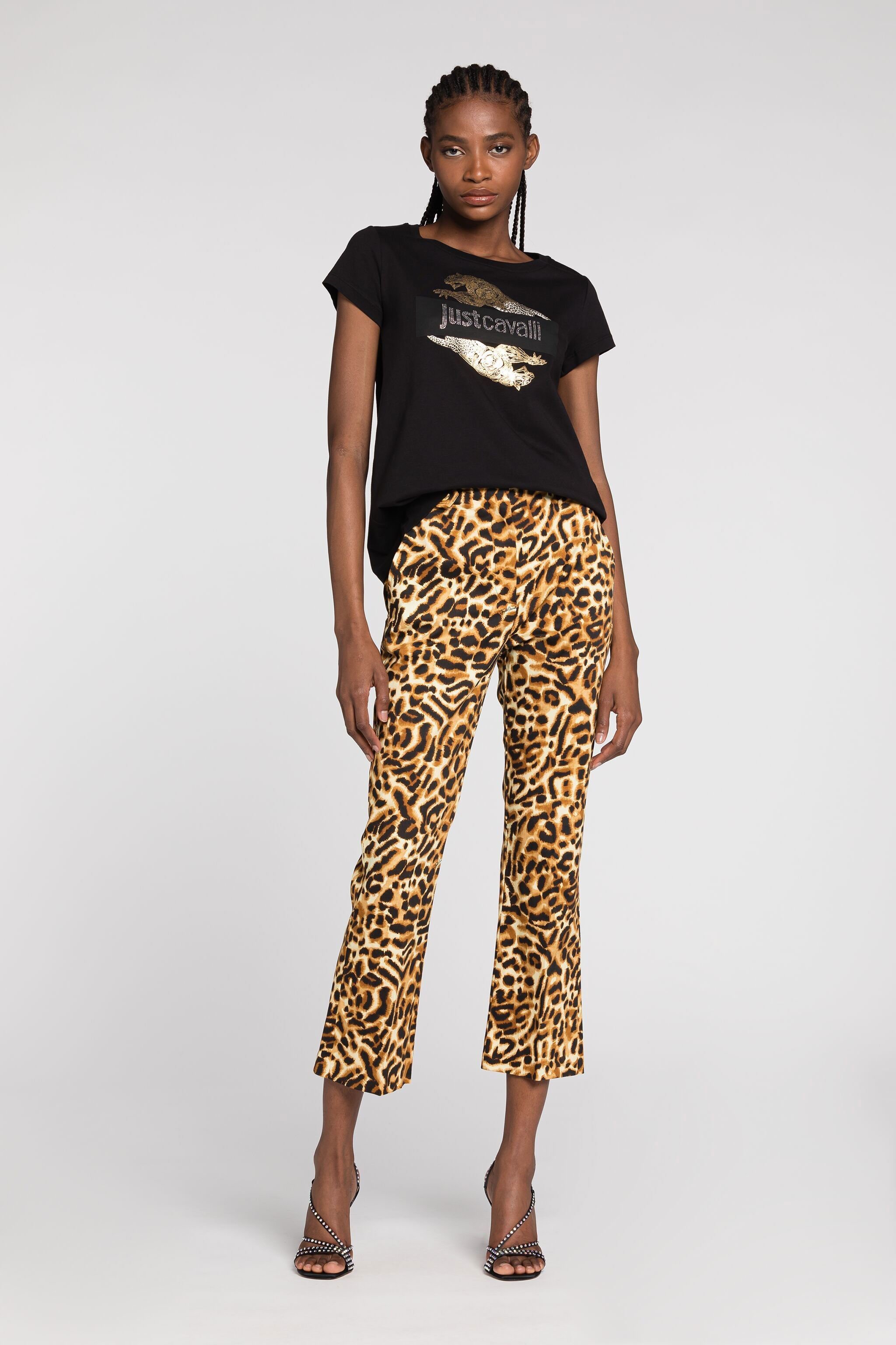 JC T-shirt à imprimé léopard et logo Just Cavalli NOIR Q61444-Q0347