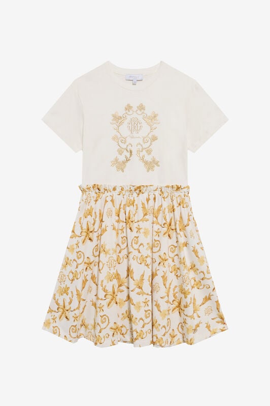 RC Kleid mit Gold Arabesque-Print WHITE/GOLD TJT10L-JFN37