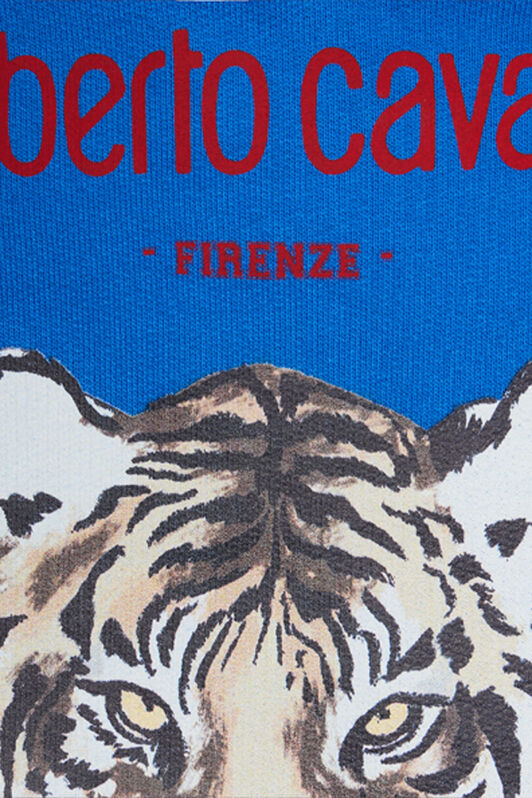JU Cobalt Blue Sweatshirt with Tiger Print COBALT BLUE VJT68C-CF050