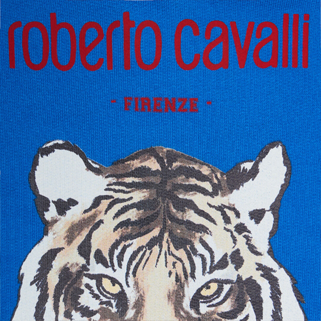 JU Cobalt Blue Sweatshirt with Tiger Print COBALT BLUE VJT68C-CF050